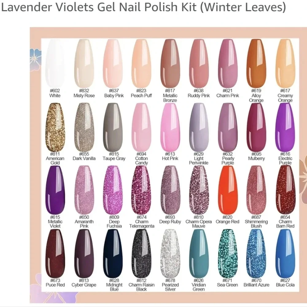 36 ct Gel Nail Manicure set New In Box Winter Leaves Collection